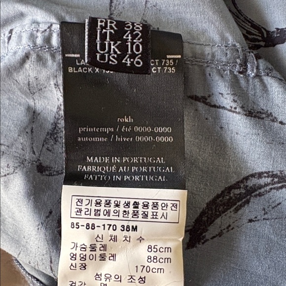 ROKH Paris Split Floral Print Button-Down Shirt Blue & Beige Size 38 (US 4-6) - Picture 12 of 14